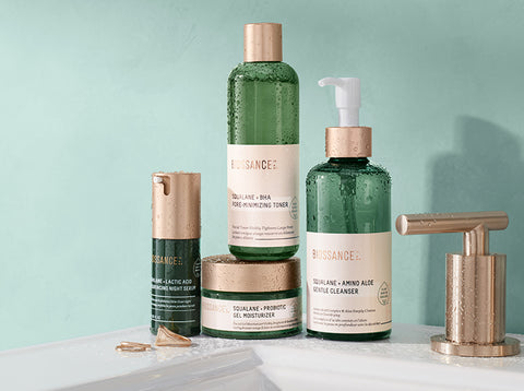 4-Step Skincare routine for oily skin on bathroom counter